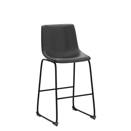PUKAMI Black Counter Height Bar Stool Set (26") with Back & Faux Leather