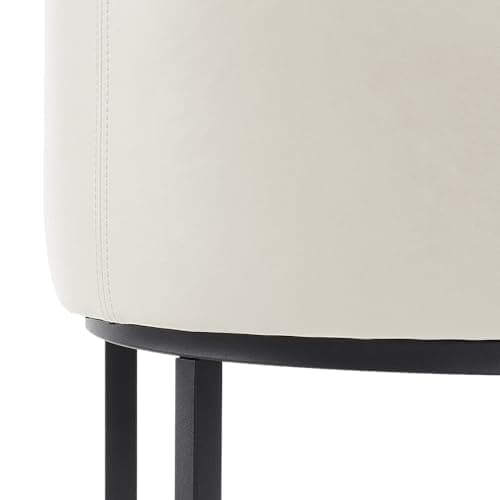 LUE BONA Black Metal Counter Stools with Backrest, Set of 2, Linen Upholstery, Beige Accent