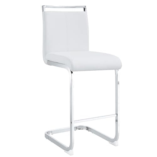 White Counter Height Bar Stools withbacks Set of 4 Chrome Legs Ideal for Kitchen Dining Island Bar