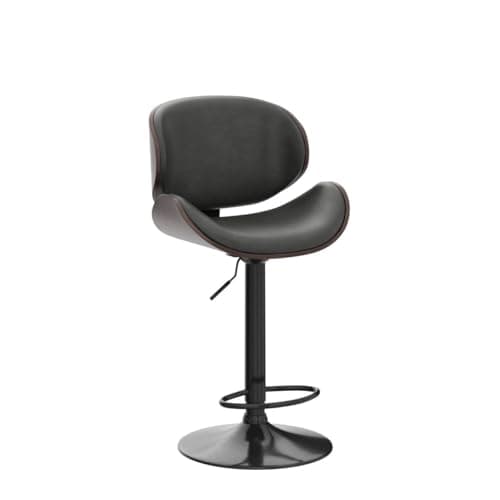 Mid-Century Modern Black Bar Stool Set of 4 with Back