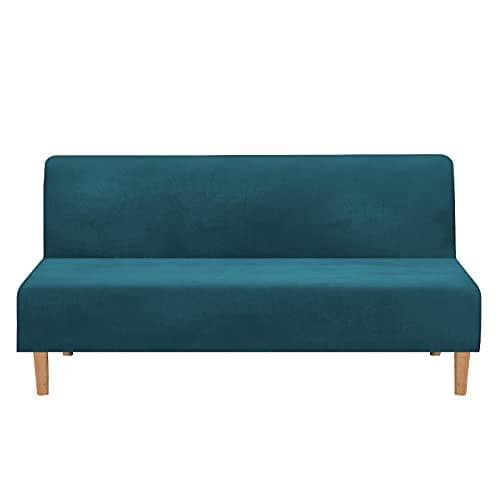 Armless Futon Slipcover Stretch Elastic Couch Furniture Protector (Orange Grey)
