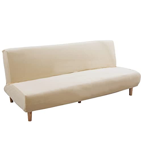 Armless Futon Slipcover Stretch Elastic Couch Furniture Protector (Orange Grey)