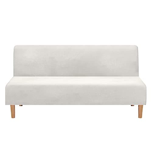 Armless Futon Slipcover Stretch Elastic Couch Furniture Protector (Orange Grey)