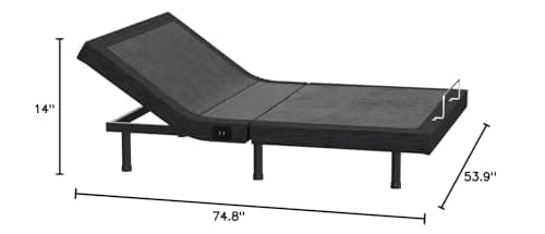 Ergonomic Adjustable bed base 2.0 with massage, wireless remote, USB port, full size