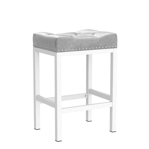 LUE BONA Light Gray 24" Backless Bar Stools for Kitchen Counter