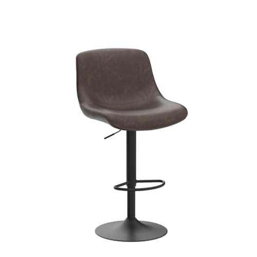 Modern Brown Swivel Bar Stool Set - Counter Height with Back Adjustment