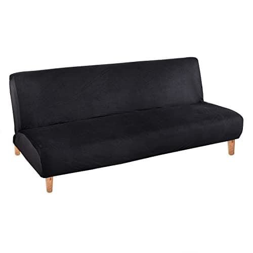 Armless Futon Slipcover Stretch Elastic Couch Furniture Protector (Orange Grey)
