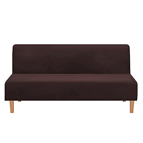 Armless Futon Slipcover Stretch Elastic Couch Furniture Protector (Orange Grey)