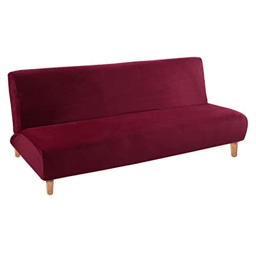 Armless Futon Slipcover Stretch Elastic Couch Furniture Protector (Orange Grey)