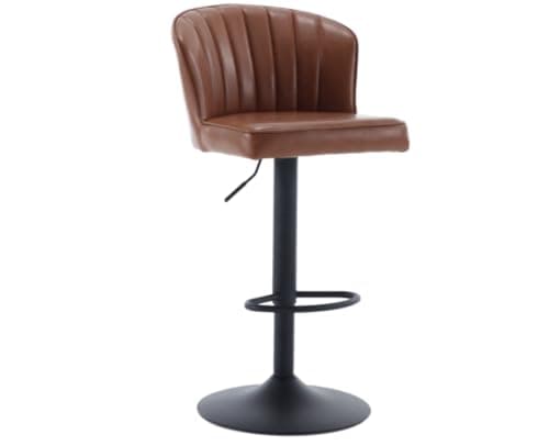 EALSON Brown Counter Height Bar Stools Set of 2 Modern Leather Bar Chairs