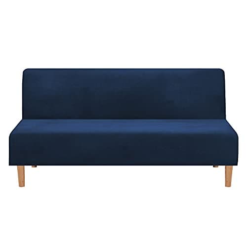 Armless Futon Slipcover Stretch Elastic Couch Furniture Protector (Orange Grey)