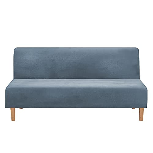 Armless Futon Slipcover Stretch Elastic Couch Furniture Protector (Orange Grey)