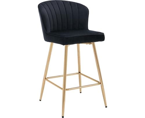 EALSON Brown Counter Height Bar Stools Set of 2 Modern Leather Bar Chairs