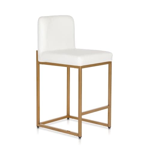 PHI VILLA Counter Height Bar Stool Set of 4, PU Leather Back Chairs