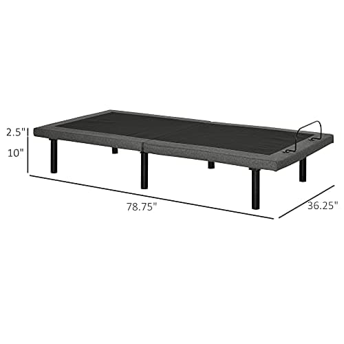 HOMCOM Twin XL Zero Gravity Power Bed with Ergonomic Incline, Gray
