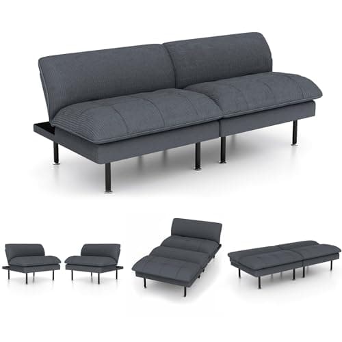 70" Multi-Function Futon Couch, Recliner with Adjustable Backrest, Grey