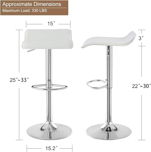 VECELO Pearl White Swivel Bar Stool Set, Counter Height Adjustable😞