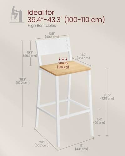 VASAGLE Oak Beige and White Bar Stool Set ULBC070W09