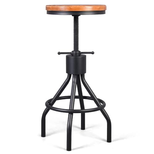LOKKHAN Set of 2 Industrial Height Adjustable Swivel Stools, Extra Tall Pub Style