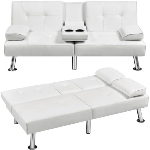 Yaheetech Convertible Sofa Bed Aqua Blue, 772lb Capacity, 3 Angles Recliner