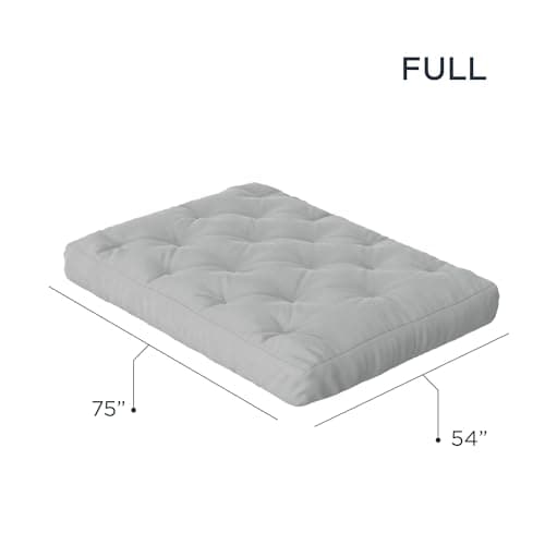 The Futon Factory 8 Inch Foam Full Size Mattress - Solid Grey - CertiPUR Certified - Made in USA