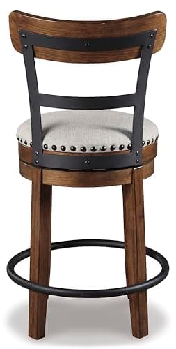 Signature Design by Ashley Valebeck Brown Rustic Farmhouse Counter Height Swivel Bar Stool