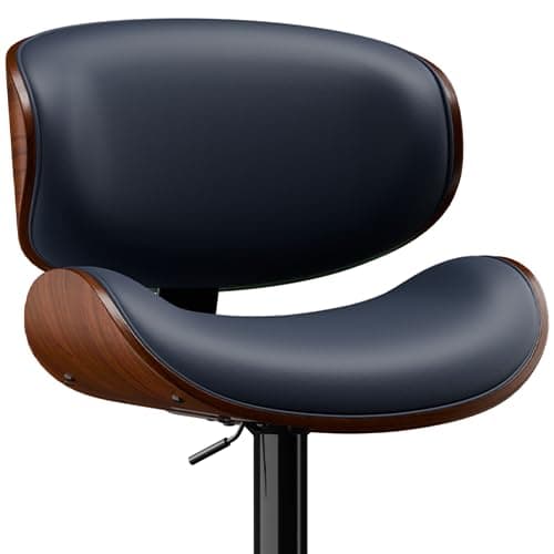 Mid-Century Modern Black Bar Stool Set of 4 with Back