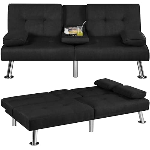 Yaheetech Convertible Sofa Bed Aqua Blue, 772lb Capacity, 3 Angles Recliner