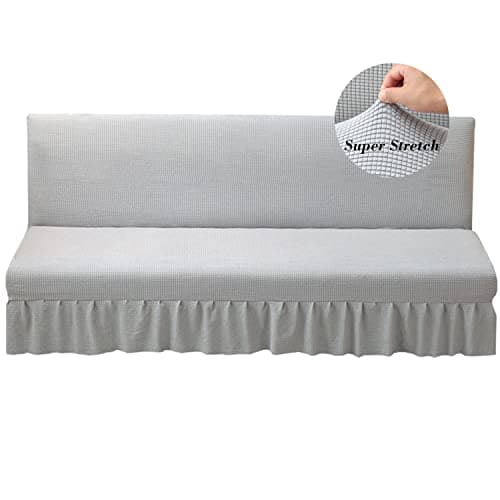 HFCNMY Dark Gray Stretch Futon Sofa Bed Cover with Skirt