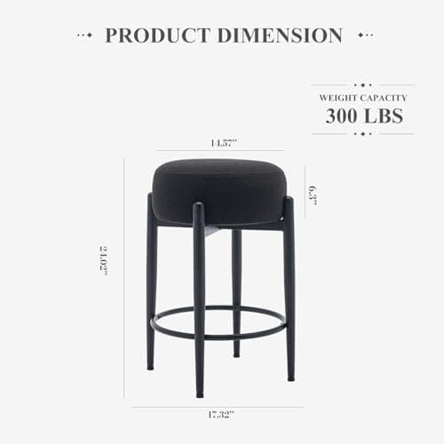 COLAMY Modern 24" Counter Height Backless Bar Stool Set of 4, Black