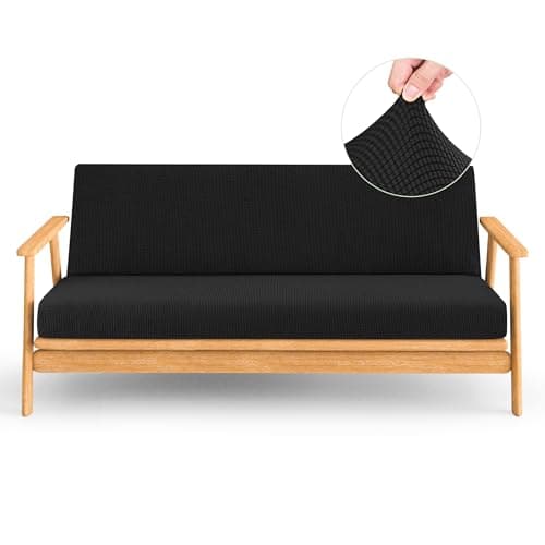 CHUN YI Jacquard Stretch Futon Cover Fit 6-8 Inches Sofa Bed (Dark Blue)