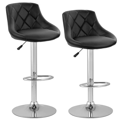 PayLessHere Modern PU Leather Bar Stools, Height Adjustable, Black