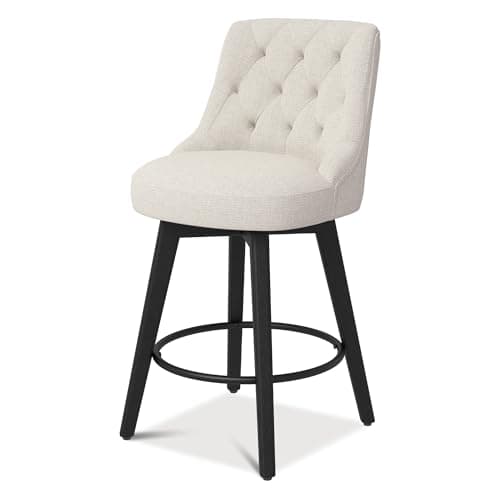 30 Swivel Bar Stools Set of 2 with Back and Solid Wood Legs, Navy Fabric