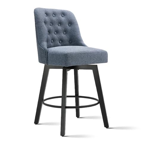Swivel Barstools 26 Seat Height Set of 2 for Kitchen Island - Beige Fabric
