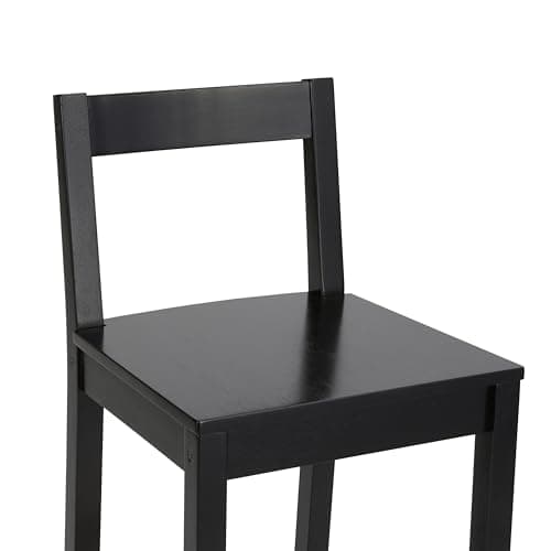 Amazon Basics Black Wooden Bar Stool with Backrest, 24", Set of 2