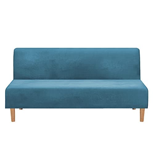 Armless Futon Slipcover Stretch Elastic Couch Furniture Protector (Orange Grey)