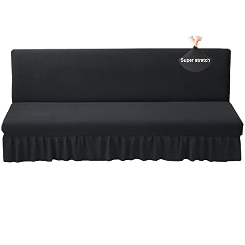 HFCNMY Dark Gray Stretch Futon Sofa Bed Cover with Skirt