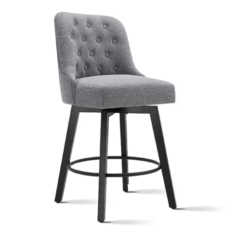 Swivel Barstools 26 Seat Height Set of 2 for Kitchen Island - Beige Fabric