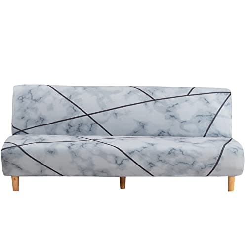 Armless Futon Slipcover Stretch Elastic Couch Furniture Protector (Orange Grey)