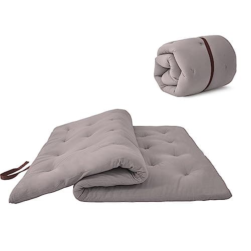 ZonLi Japanese Queen Size Tatami Mattress, 100% Cotton, Grey