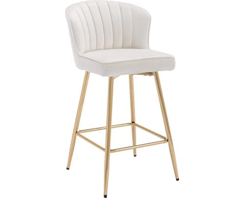 EALSON Brown Counter Height Bar Stools Set of 2 Modern Leather Bar Chairs