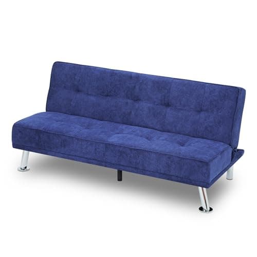 Athena Collection 5 Position Reclining Futon Sofa Bed, Grey Linen Fabric