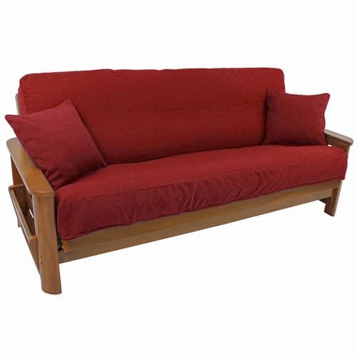 Blazing Needles Full Size Black 8" to 9" Futon Cover Set with 2 Throw Pillows