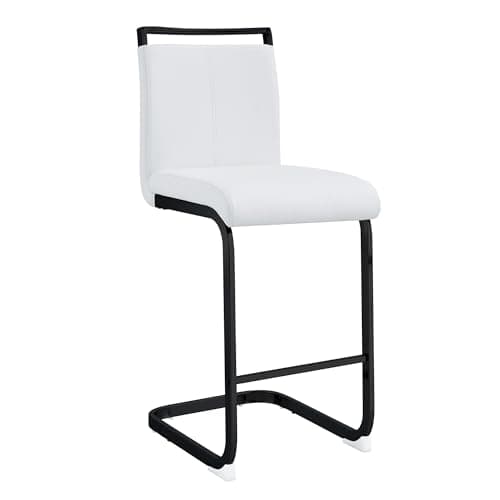 White Counter Height Bar Stools withbacks Set of 4 Chrome Legs Ideal for Kitchen Dining Island Bar