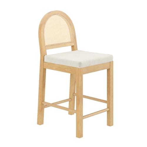 Nathan James Bailey Natural Boucle Bar Stool, Light Brown/Cream, Set of 2