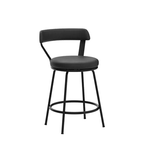 Modern Leather Grey Swivel Bar Stools, 24 Inch Set
