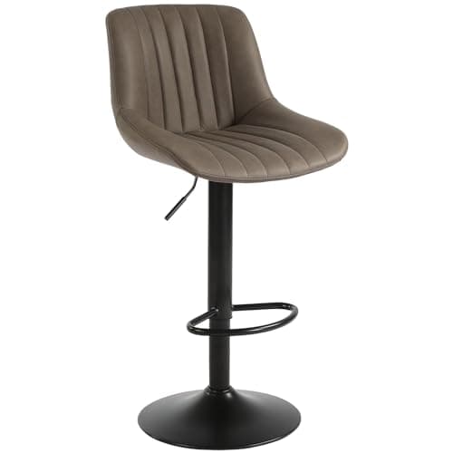 2 Pack Swivel Bar Stools Brown Faux PU Leather Counter Height Chairs