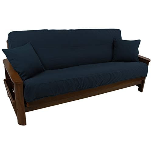 Blazing Needles Full Size Black 8" to 9" Futon Cover Set with 2 Throw Pillows