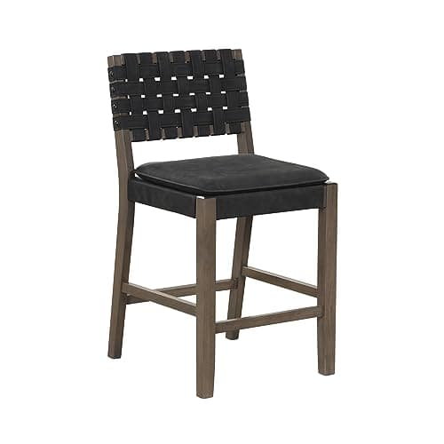 Nathan James Mid-Century Modern Leather Bar Stool, Natural Brown