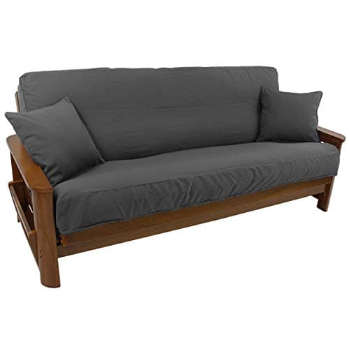 Blazing Needles Full Size Black 8" to 9" Futon Cover Set with 2 Throw Pillows